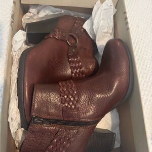 b.o.c. Braided Detail Brown Leather Ankle Boots